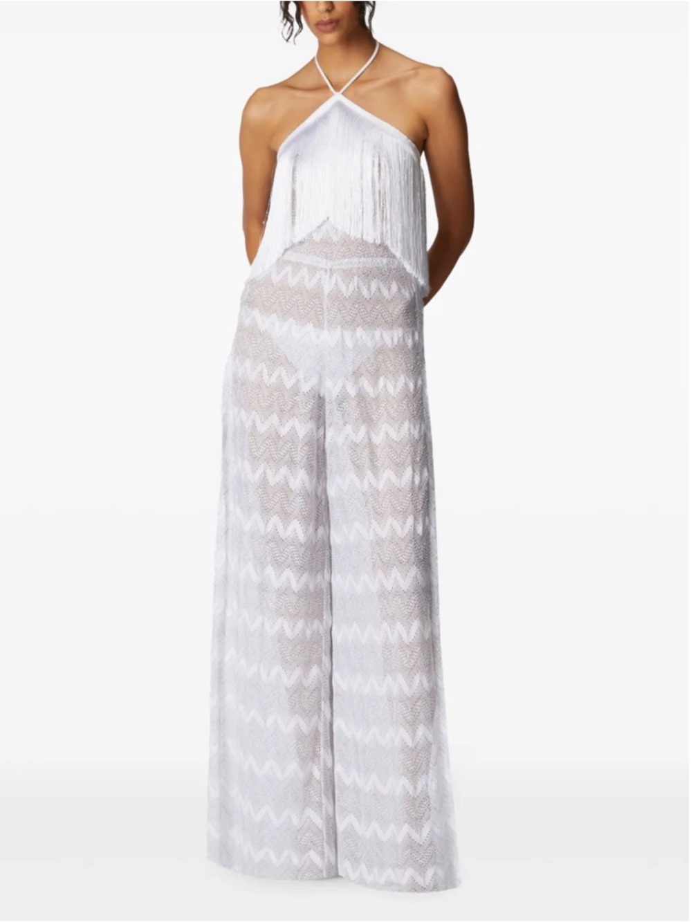 MISSONI White Fringe Halter Jumpsuit - Women